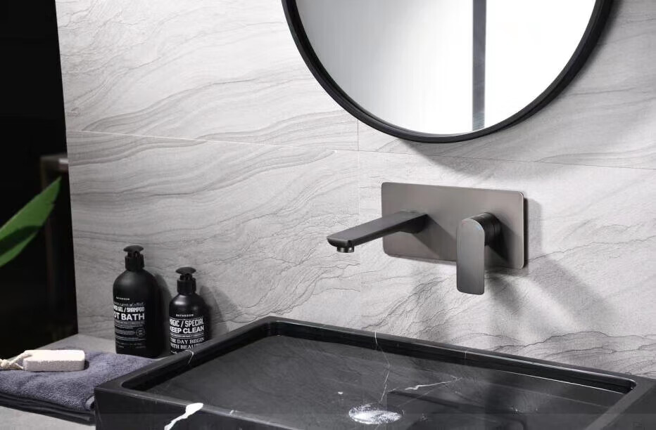 科勒(kohler)全铜暗装入墙式数显水龙头嵌入式冷热出水枪灰色洗脸盆