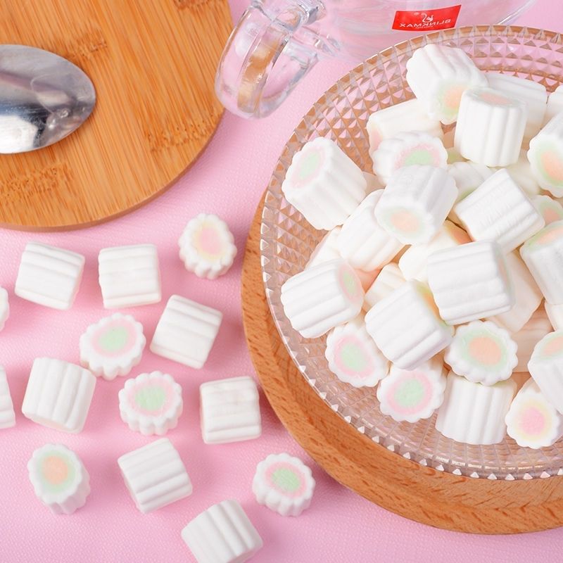 棉花糖水果口味彩色卡通爱心花儿笑脸甜心棉花糖儿童糖果零食华海春