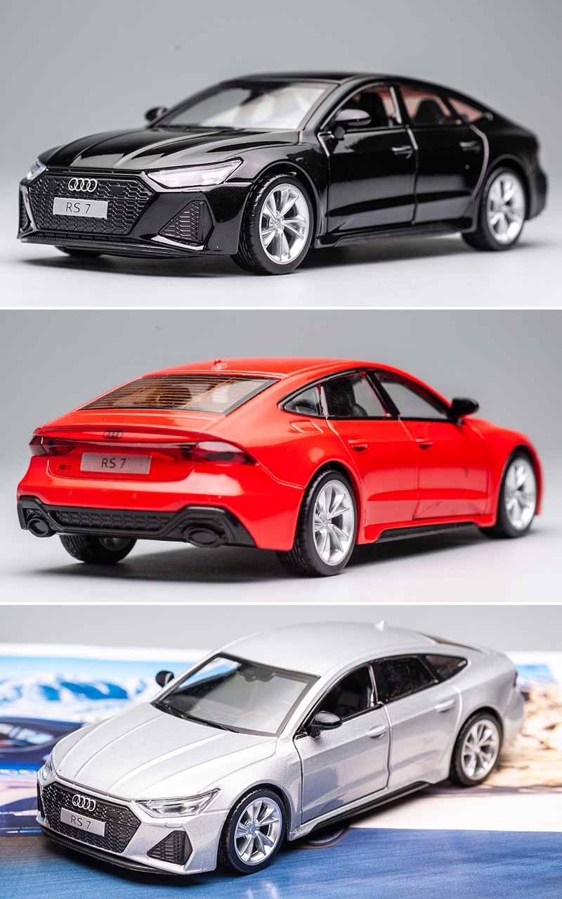 仿真合金车模摆件儿童玩具车原厂汽车模型跑车比美高彩珀奥迪rs7黑色