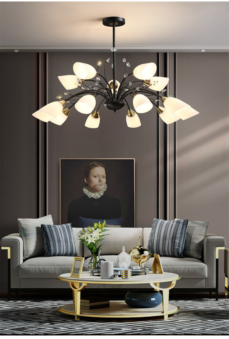 雷士照明官方旗舰同款北欧网红轻奢吊灯客厅灯现代简约大气水晶卧室