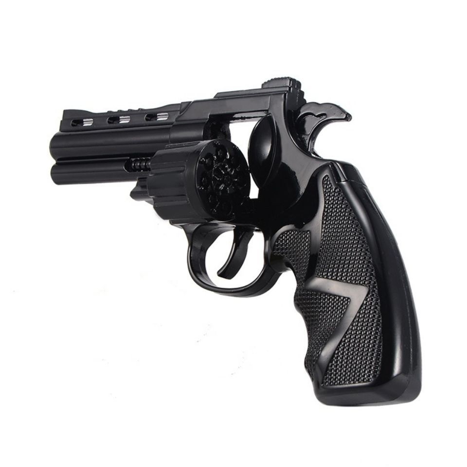 金属左轮响炮枪密室逃脱剧本杀儿童新年玩具 全金属武总才消音左轮黑