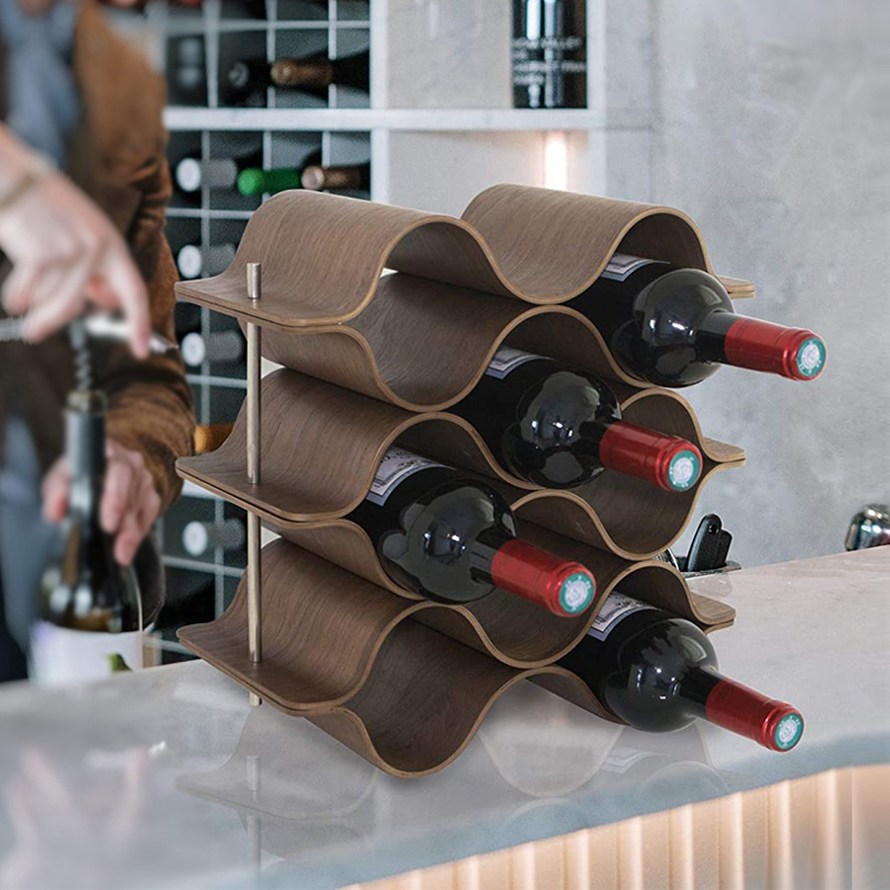 架置物架摆件酒瓶收纳架家用葡萄酒红酒展示酒托架子水曲柳木a款2片