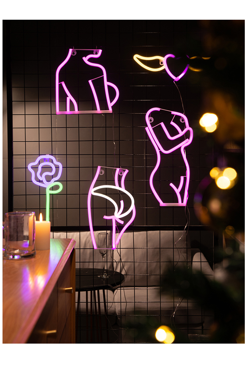 led霓虹灯ins网红创意挂墙酒吧派对氛围电竞房间装饰卧室布置灯饰暖色