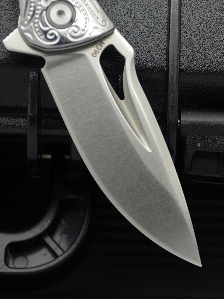 m390粉末钢折叠刀 高硬度锋利折刀户外露营edc刀具便携迷你刀 玫红色