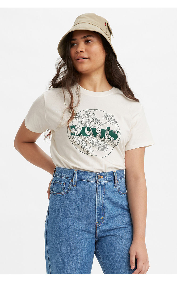 levis李维斯女士2021夏季花卉logo印花短袖t恤 69973-0150 米白色 l