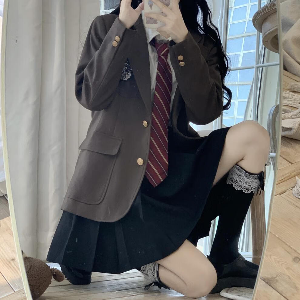 jk制服套装百褶裙学院风裙子女生团团的魔法庙会格裙西装黑色纯色下裙
