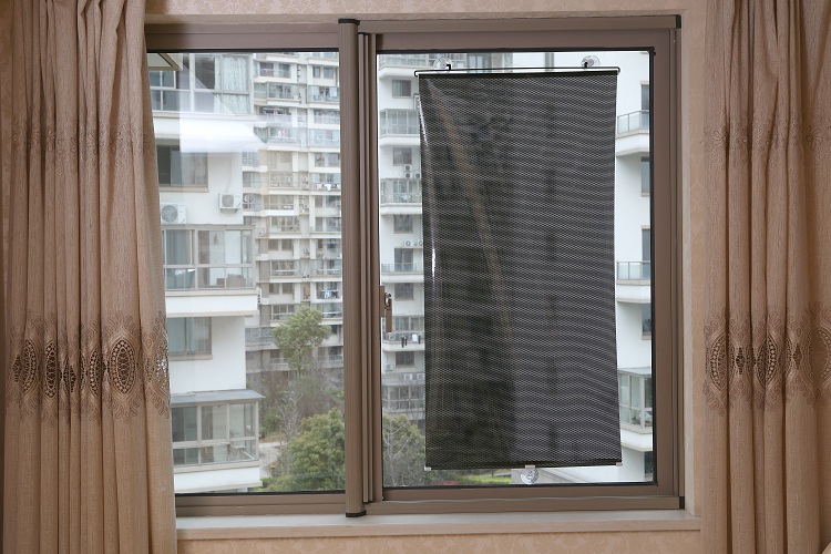 阳台吸盘遮阳帘卧室隔热遮光窗帘家用办公伸缩防晒帘卷帘黑色4060cm