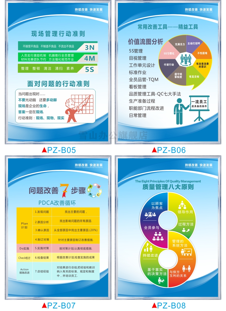 車間精益文化宣傳海報牆貼安全生產管理標語精益生產標語5w1h3apdca3g