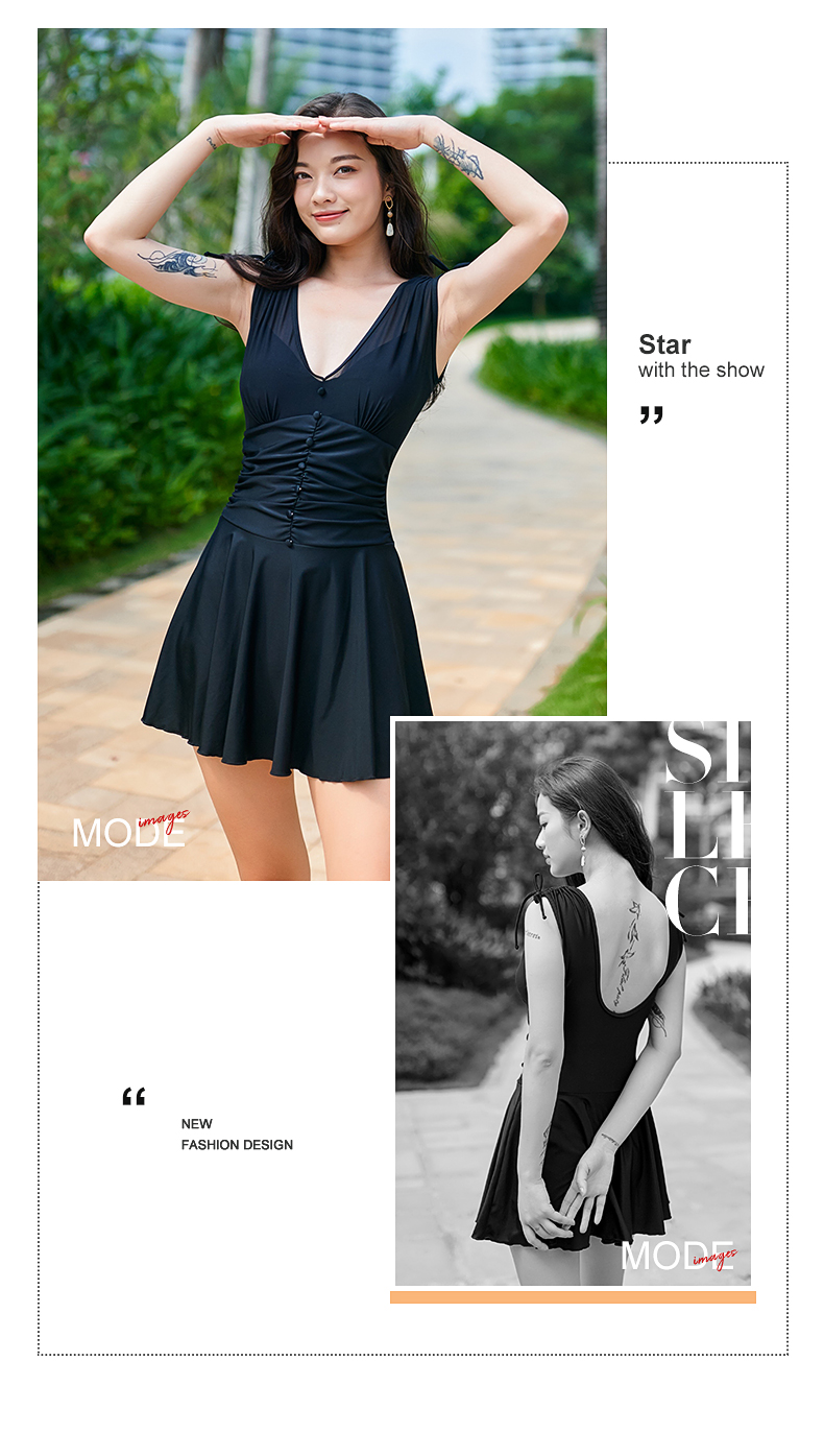 361泳衣女连体裙式保守遮肚显瘦大码聚拢新款泡温泉游泳装裸粉色m建议