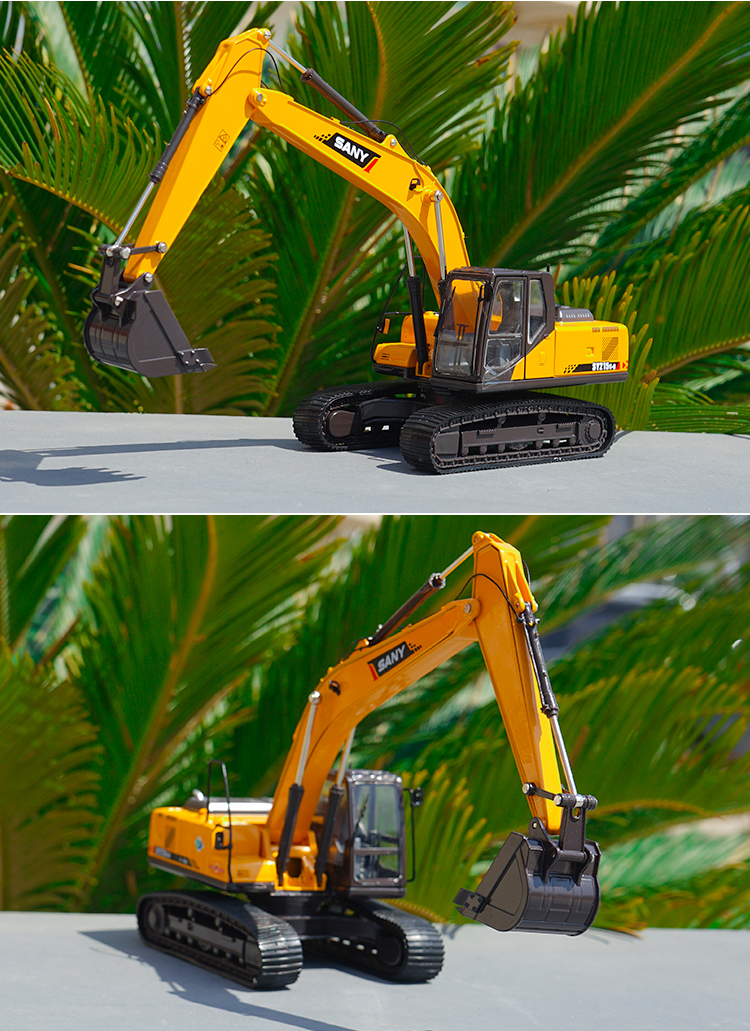 三一挖机模型重工sanysy215c9挖掘机挖泥机合金仿真工程型135凯史橡胶
