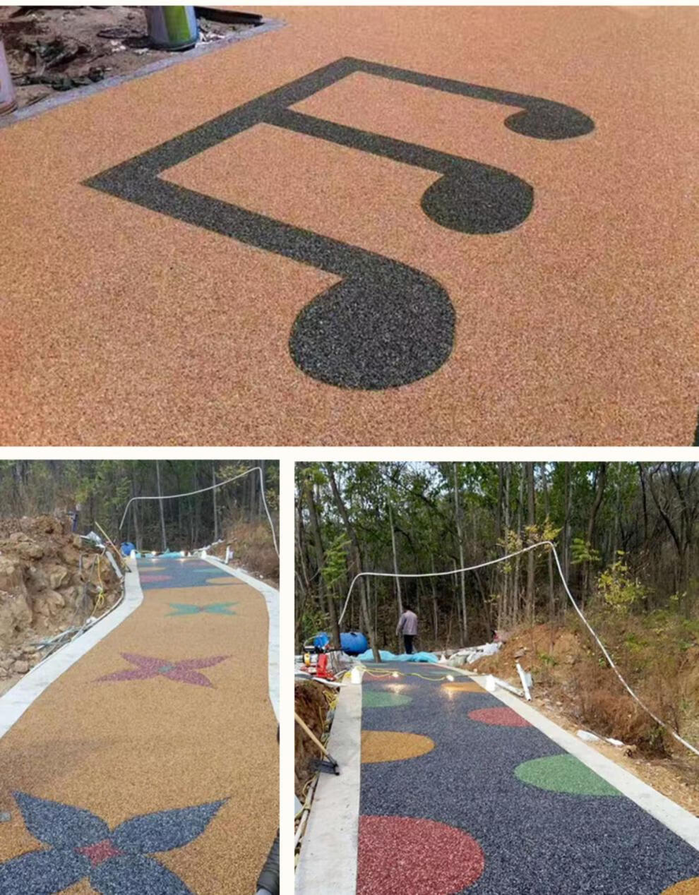 汐岩洗米石水刷石水磨石骨料胶粘石透水路面彩色米粒石头 红色4-6毫米