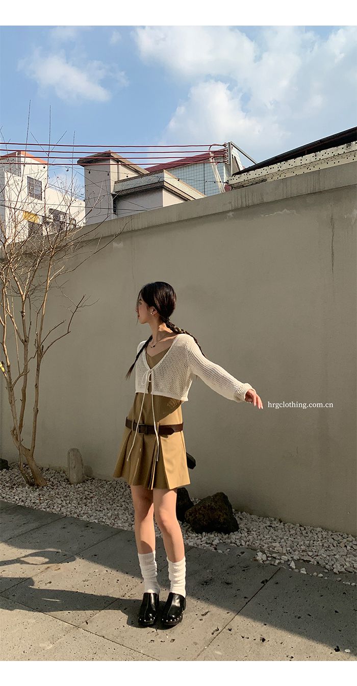 防晒外套防晒开衫女薄款夏季半截小罩衫坎肩上衣外搭镂空针织衫外套米