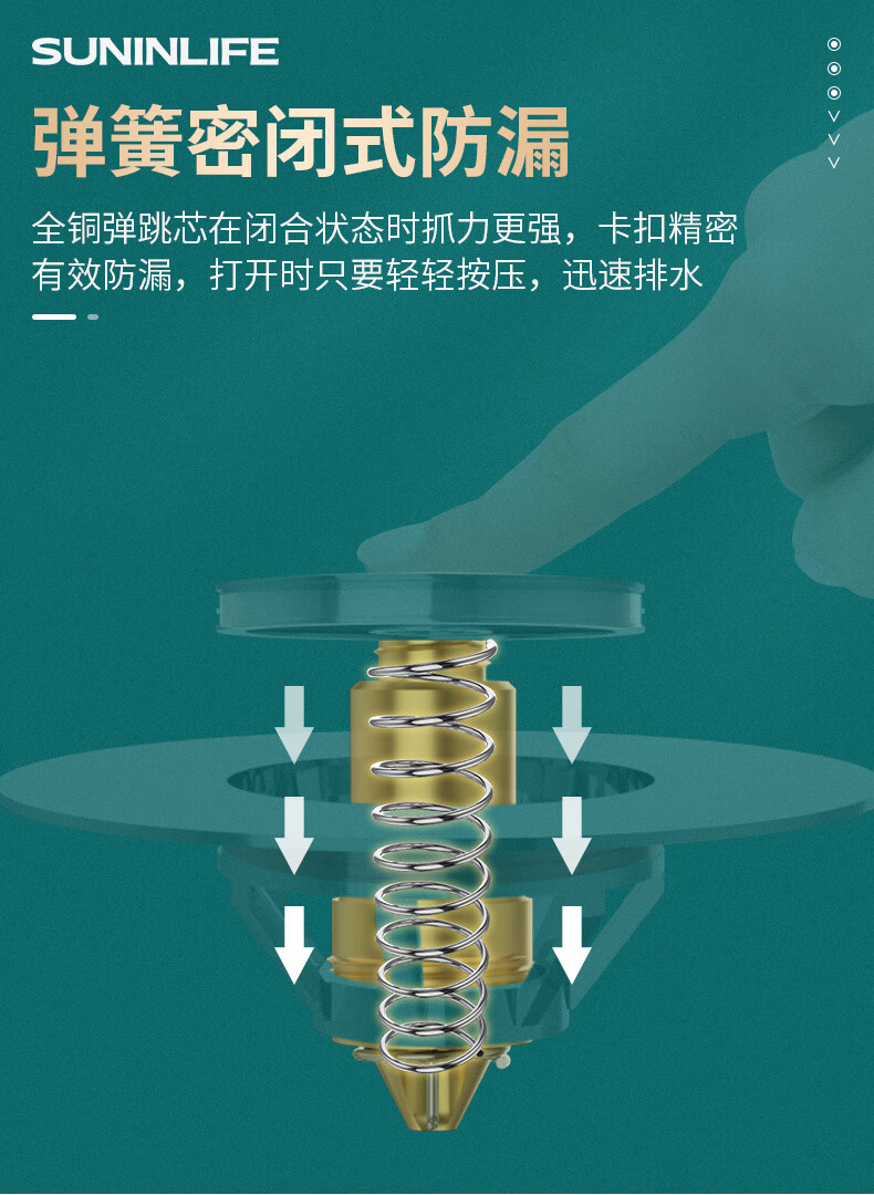 妙记 洗手脸面盆漏水塞子下水器配件按压式弹跳芯防臭洗脸池台盆水槽