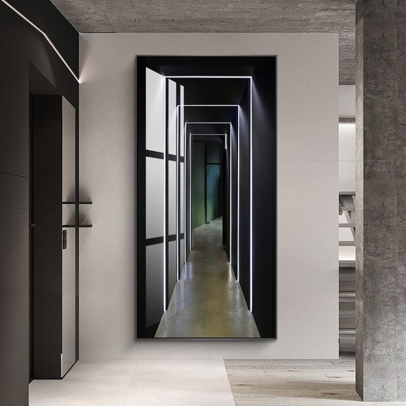 皓涛玄关装饰画竖版走廊过道尽头挂画视觉延伸空间感简约现代轻奢壁画