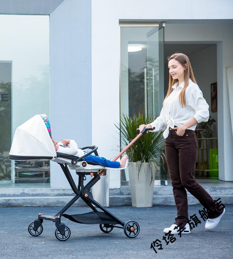 babyruler婴儿车溜娃神器可坐可躺睡婴儿手推车轻便一键折叠双向高