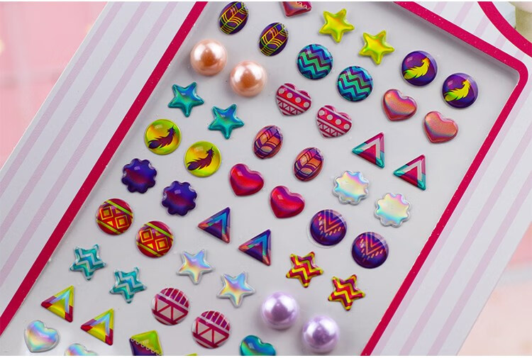 儿童耳贴水晶贴立体闪亮珍珠爱心五角星眉心贴水晶耳环耳钉贴纸贴画龙