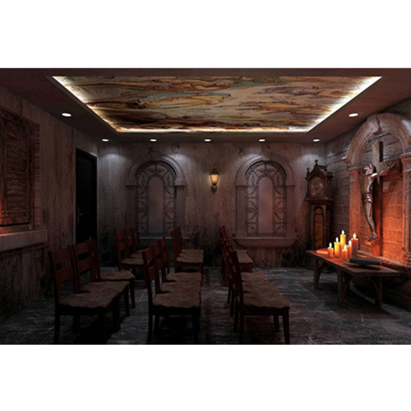 剧本杀轰趴馆墙纸密室逃脱3d恐怖主题壁纸欧式废墟教堂建筑墙布无缝宣