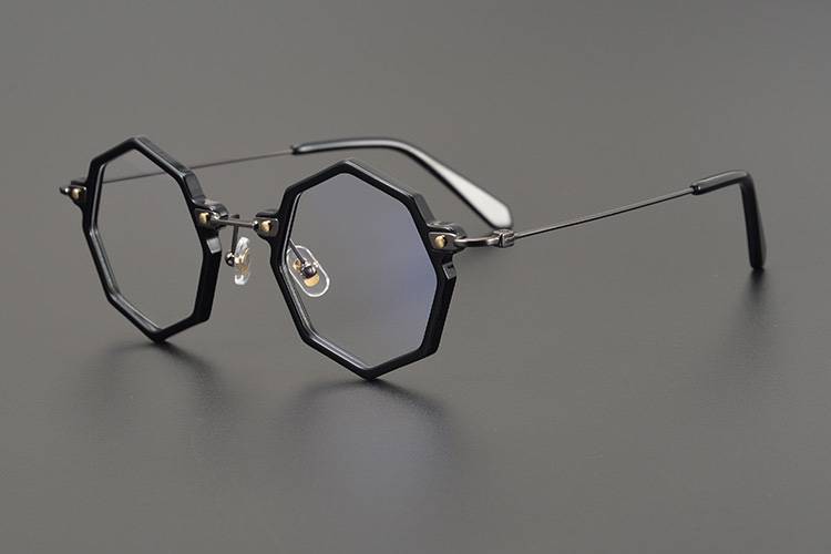 2022新款超轻β钛近视眼镜框男女方形多边形板材时尚光学眼镜架 浅绿