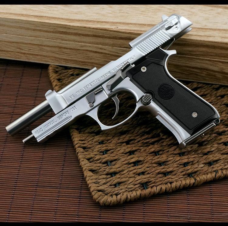 05抛壳伯莱塔m92a1玩具模型合金可拆不可发射 抛壳m92f银色 5发 吸塑