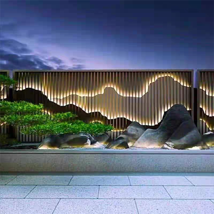 不锈钢屏风不锈钢屏风背景墙别墅酒店大堂户外装饰金属山水屏风