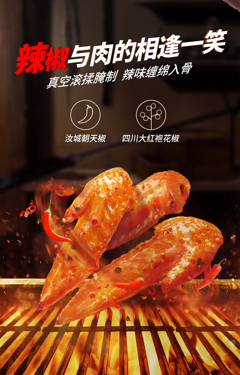 品质保证无穷烤鸡小翅50g12只香辣鸡翅尖肉食熟食小吃香辣味