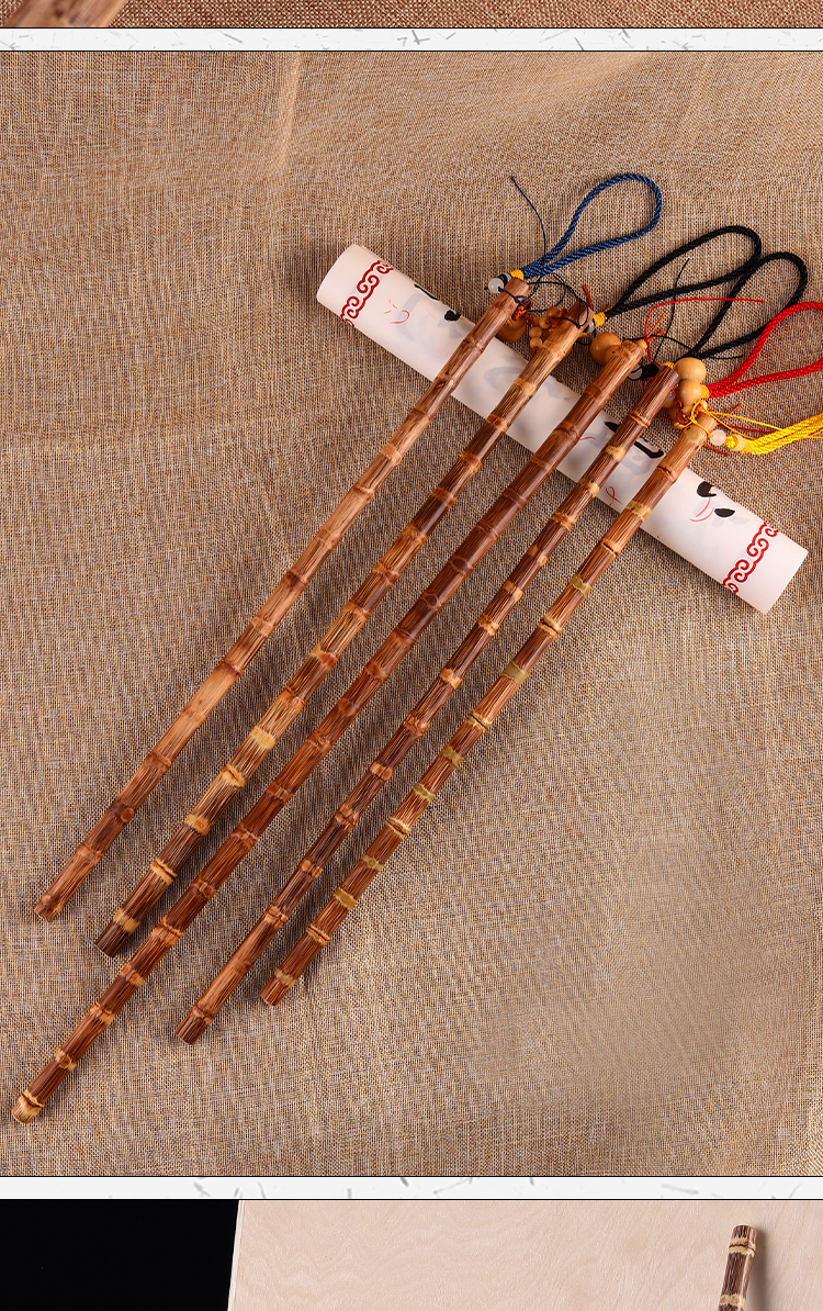 教育小孩的棍子 实心金丝竹教鞭天然竹制文玩把件精磨棕竹棒戒尺藤条