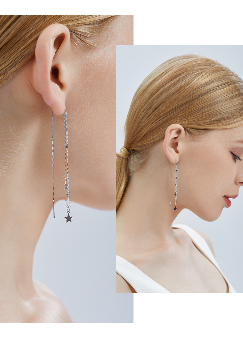 老凤凰星星银耳环女足银耳环2022年轻款潮流苏耳坠耳线韩国气质网红