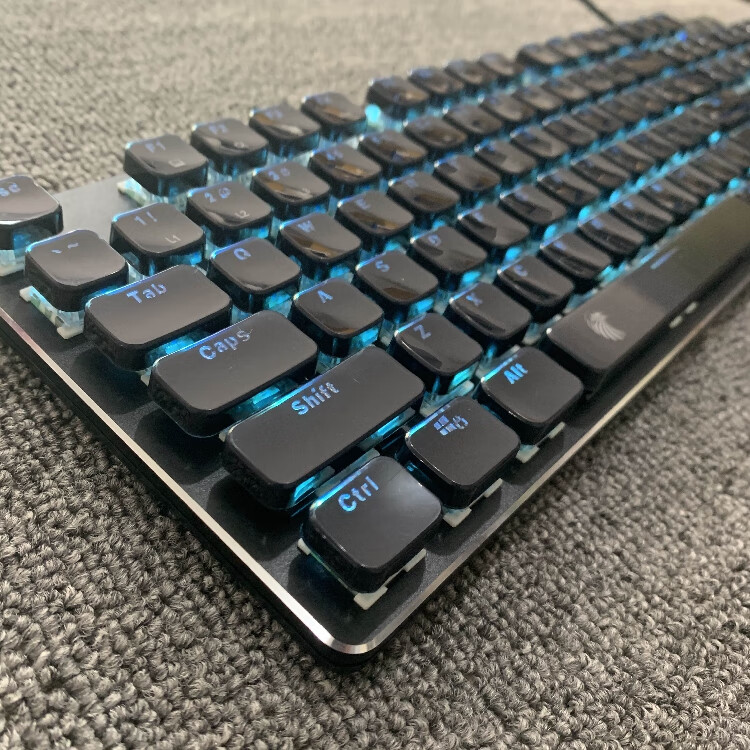 轻薄便携办公触发打字短键程扁平白色键杰霆白色键冰蓝光矮青轴水晶键