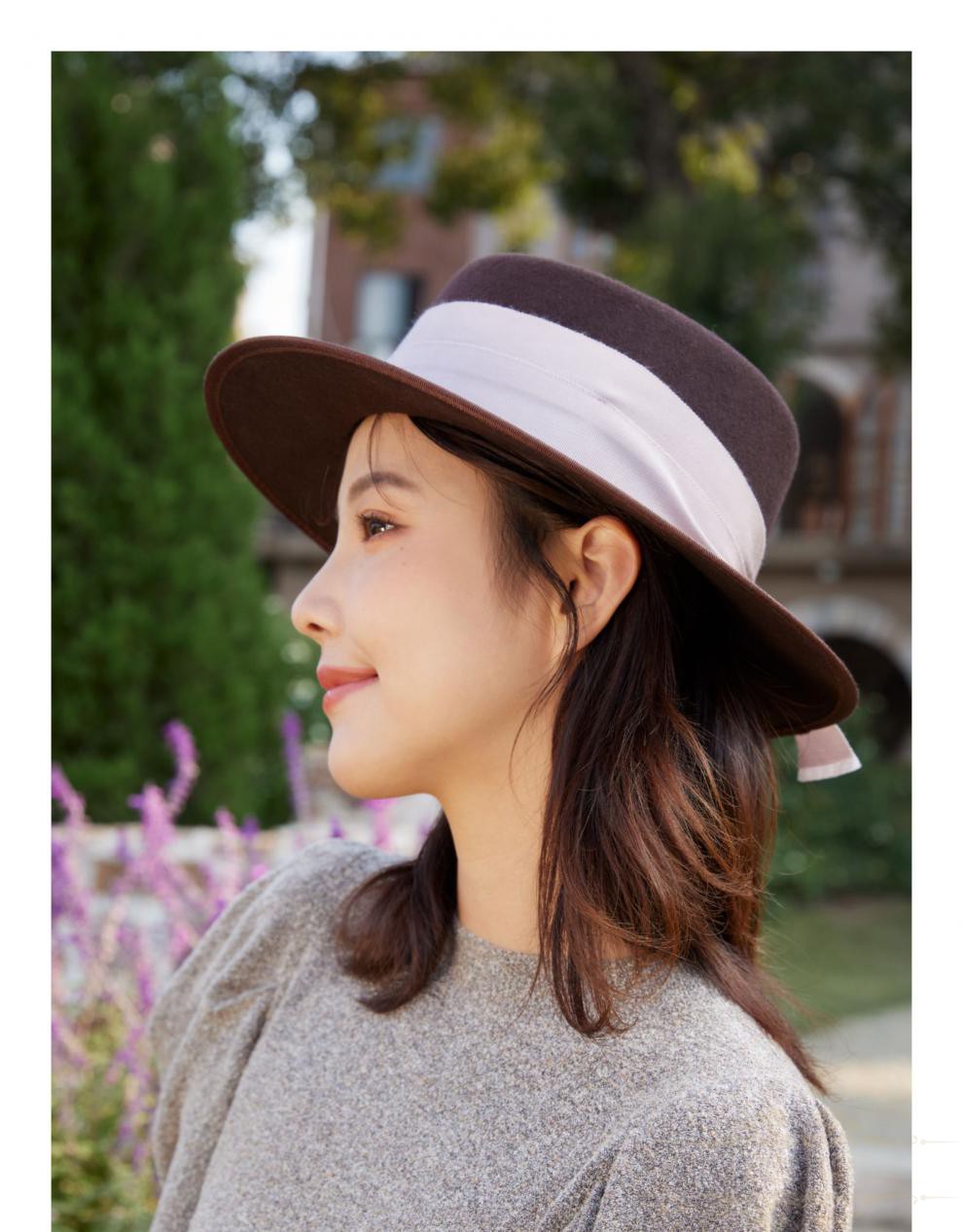 cut up品牌法式羊毛平顶帽休闲时尚优雅平檐礼帽女2022年 黑色 可调节