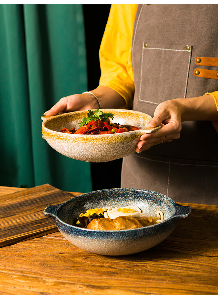 日式特色中餐纯白意境菜网红酒店餐具法餐凉菜摆盘双耳红烧肉盘子屿龙