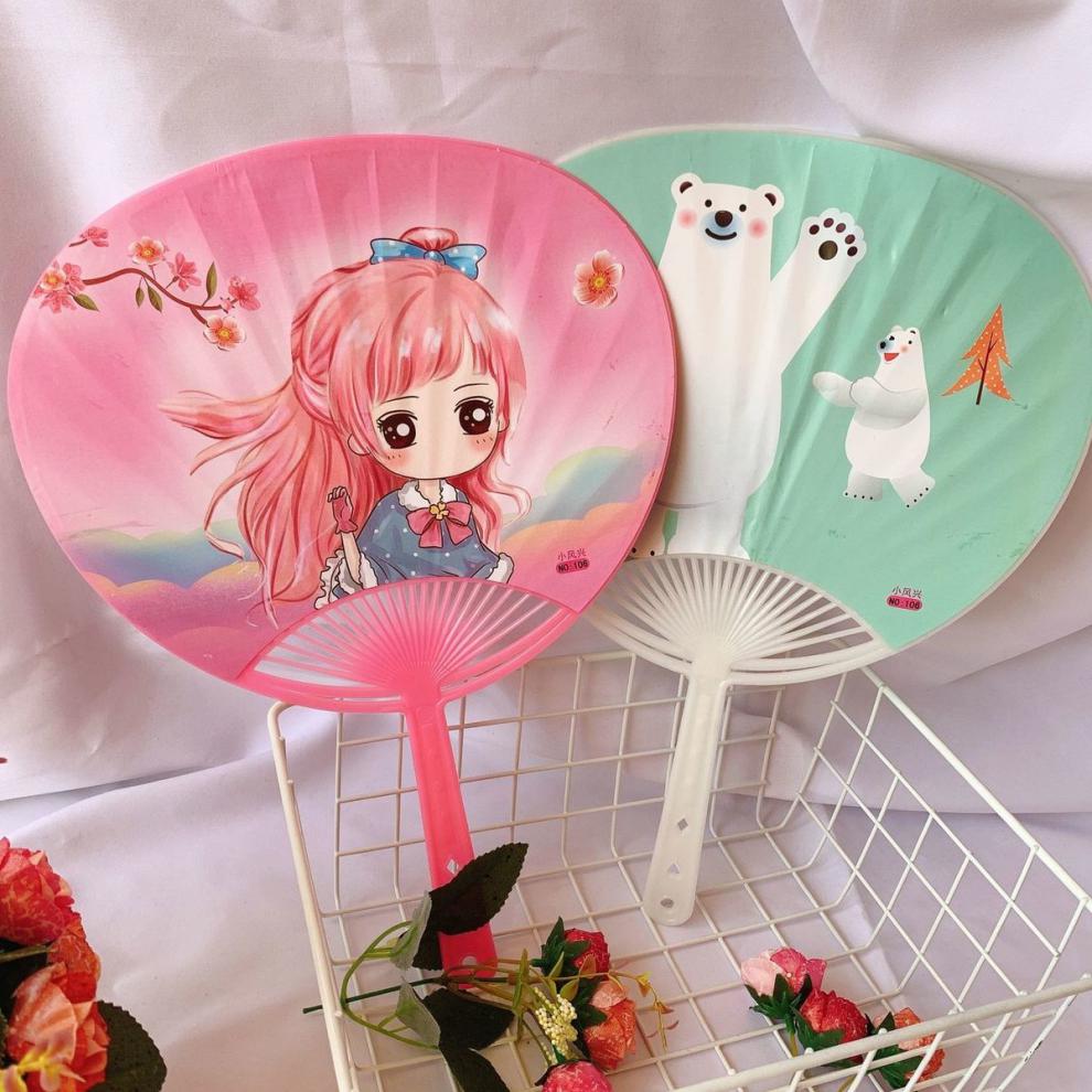 扇子夏天女生大号手把卡通塑料扇可爱学生儿童夏季扇驱蚊纳凉卡通女孩