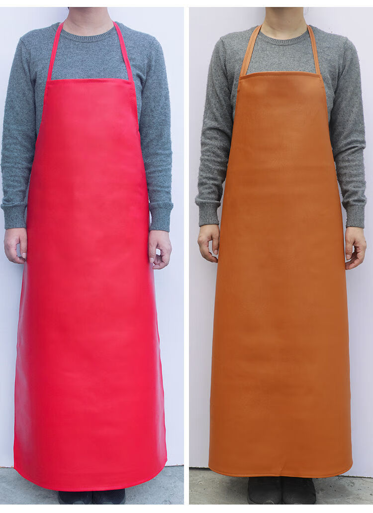 yuhualei水油皮革围裙男女厨房pu软皮围腰长款成人工厂耐磨工作服n8