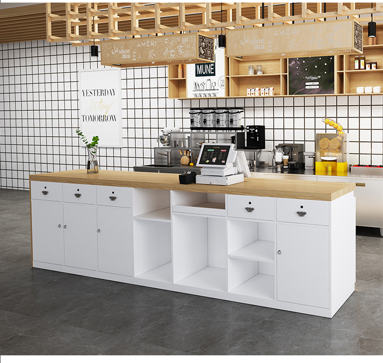 简约现代奶茶店收银台小型甜品店蛋糕咖啡店小型柜台商用定做 l型转角