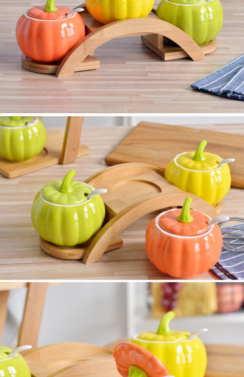 班奇盾创意陶瓷调味瓶套装家用厨房用品味精南瓜油盐罐佐料调料盒