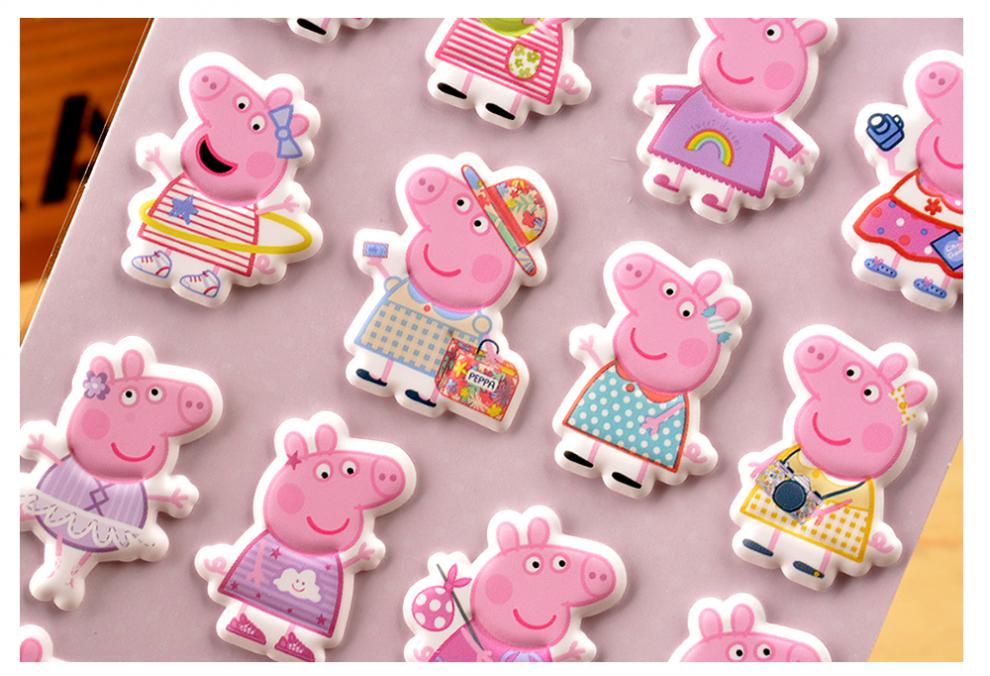 小猪佩奇贴画儿童贴贴纸立体3d卡通粉红小猪佩奇乔治泡泡贴画幼儿园