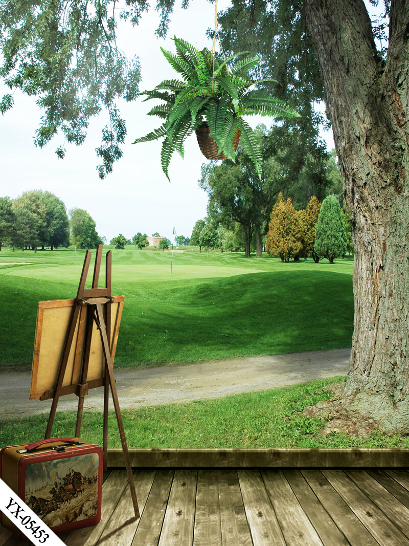 直播背景布3d立体直播间装饰主播竹林山水田园外景快手网红背景墙