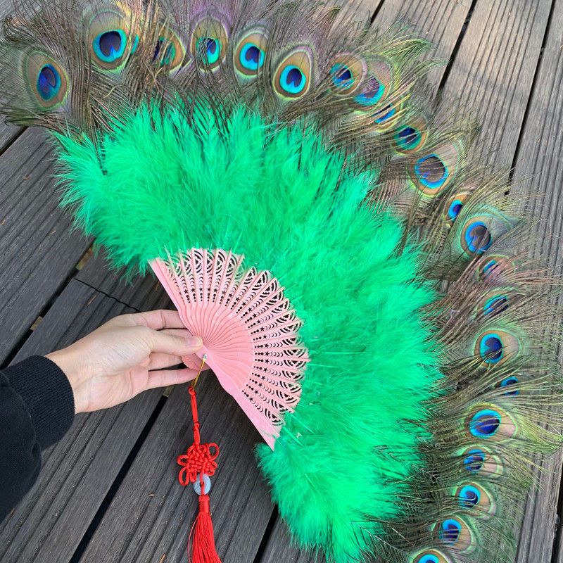 舞扇子表演扇舞蹈扇孔雀舞蹈扇子直播扇子跳舞扇25骨孔雀扇子大红色