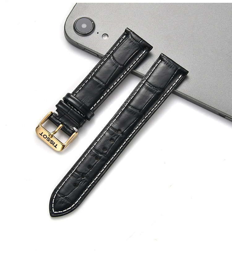 tissot天梭真皮表带1853卡森t085力洛克t41针扣原厂配件男女14mm绿色