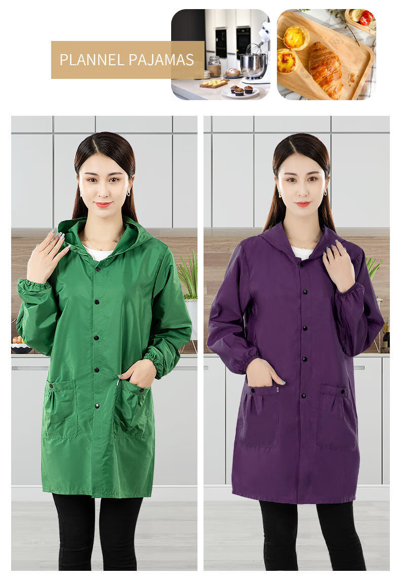 韩版罩衣大人防水防尘女成人工作服韩版家用厨房防油围裙长袖外套qj酒