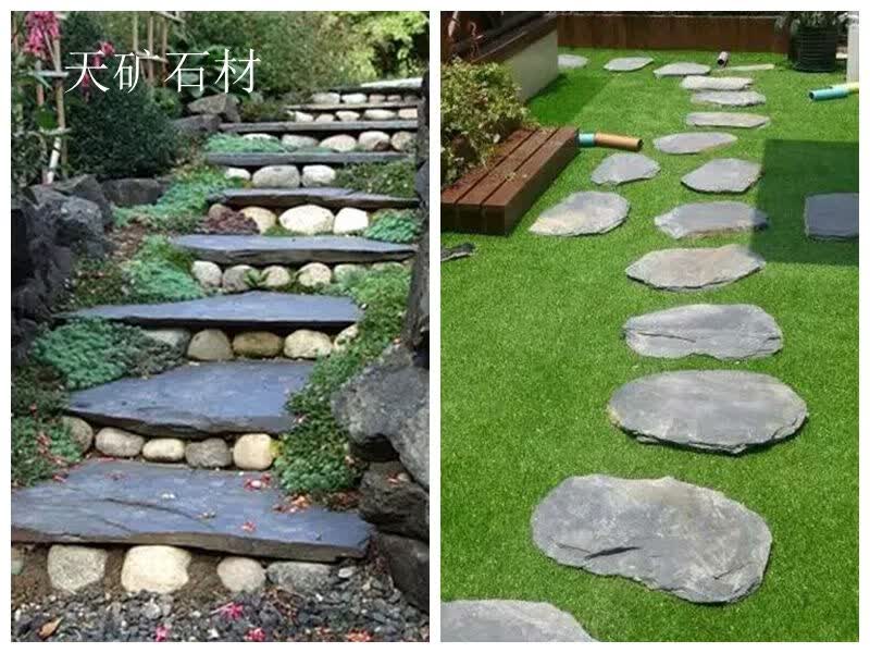 苏弘适用庭院花园滑天然石材汀步石青石板地砖户外园林草坪踏步石脚