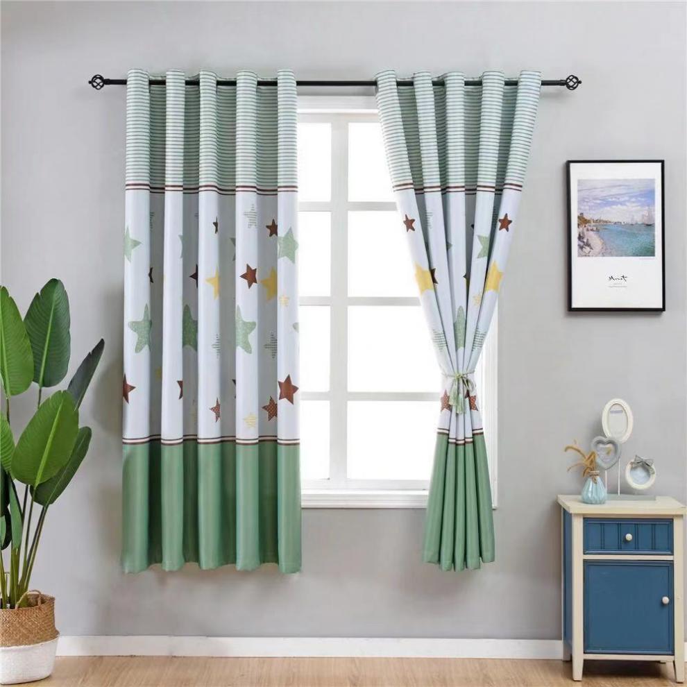 凝爱 网红卧室短款印花窗帘遮光免打孔飘窗小短帘客厅儿童房宿舍隔断