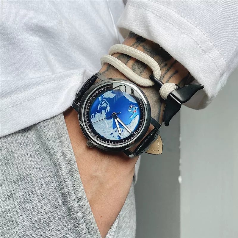 卡西欧(casio)联名款蓝色地球手表男款学生星球男士潮流虫洞概念款
