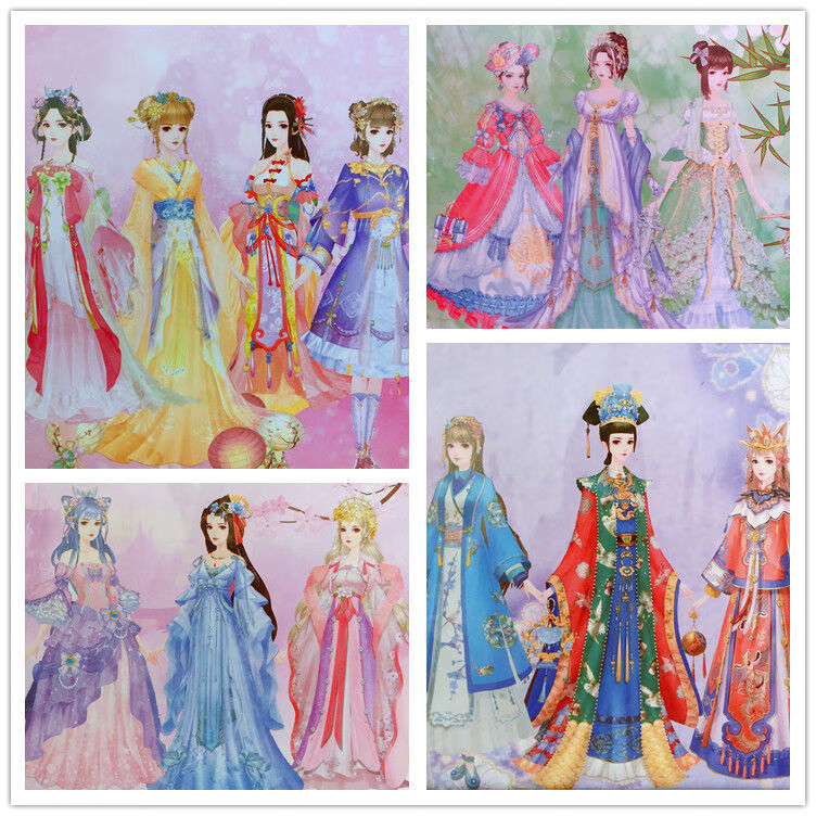 换装贴纸古装儿童公主贴纸换装秀古装古风换装贴女孩换衣服卡通粘贴画