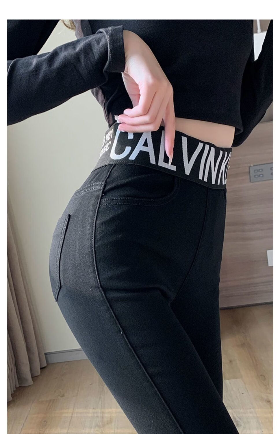 紧腿裤女高腰弹力外穿小黑裤打底裤女春秋薄款黑色小脚裤铅笔魔术裤