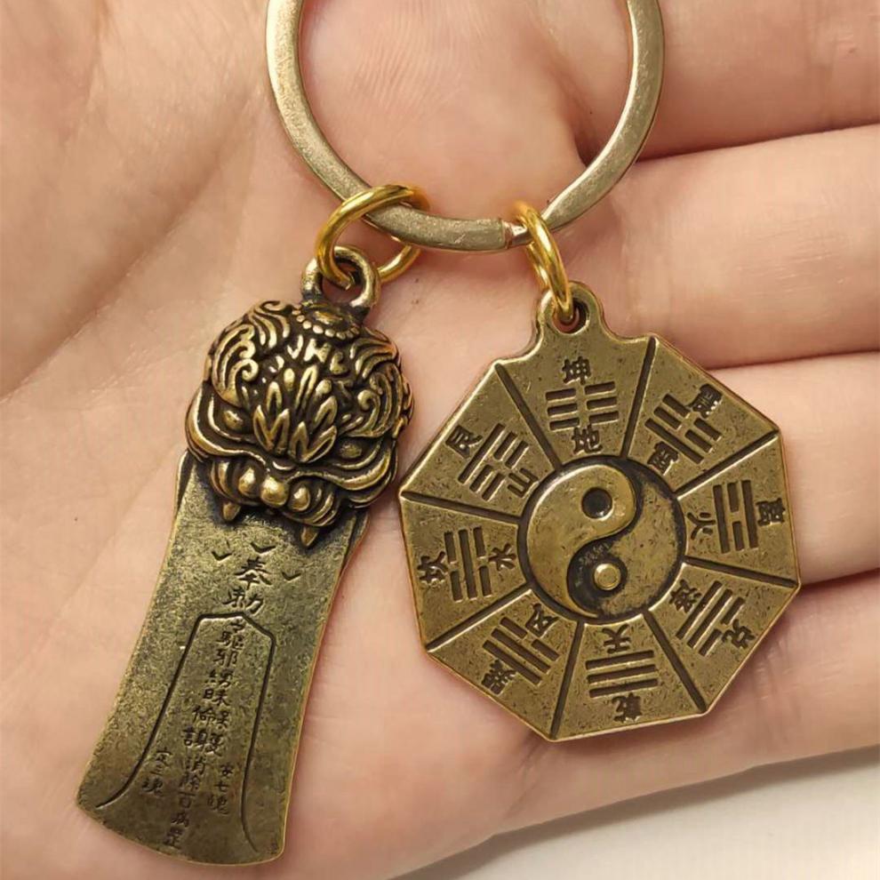 巧珑珠五行八卦福挂件吊坠迷你保平安复古钥匙扣手工太级八卦小挂件