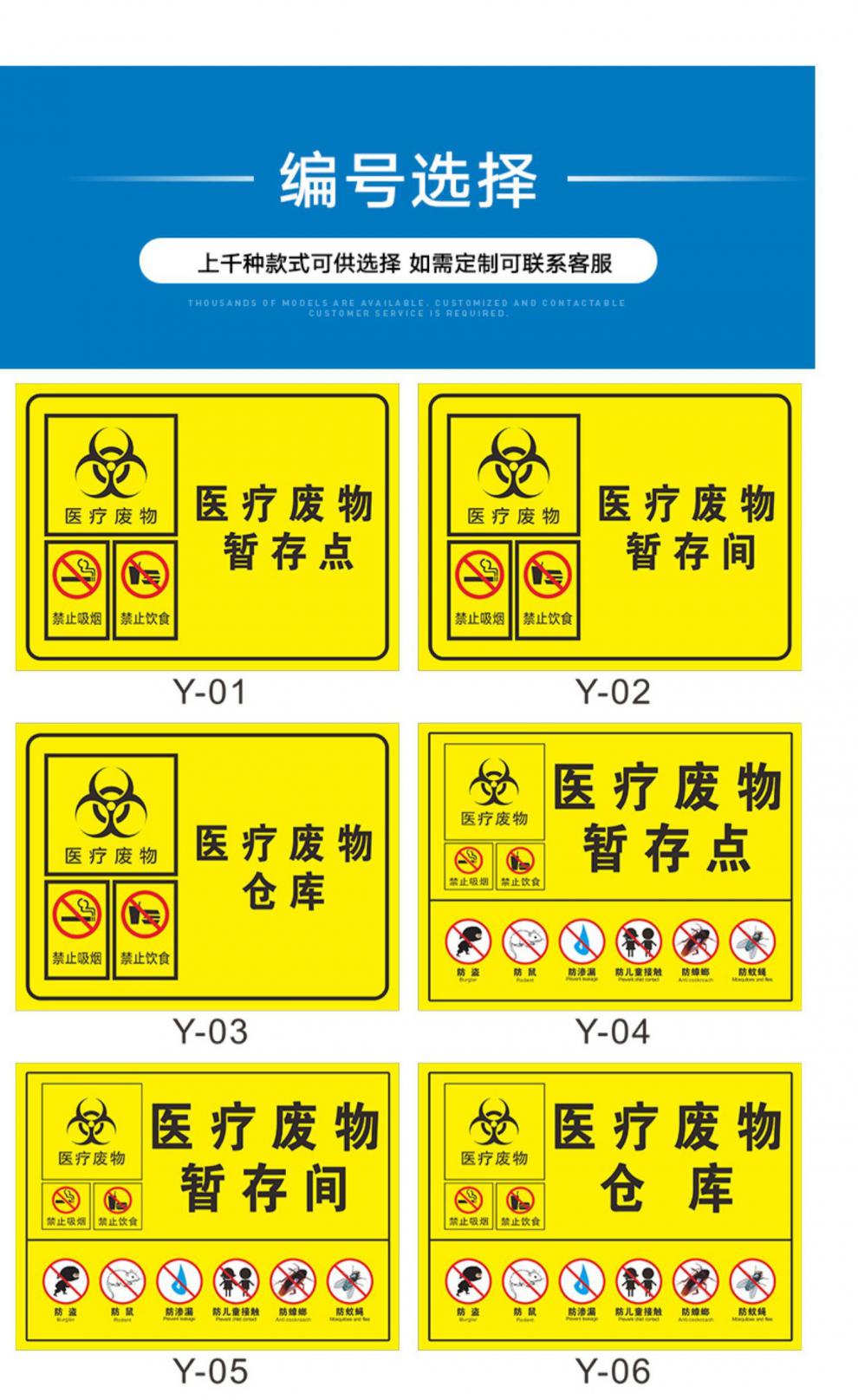 医疗废物暂存点警示牌暂存间点处六防流程图处置步骤禁止吸烟饮食防鼠