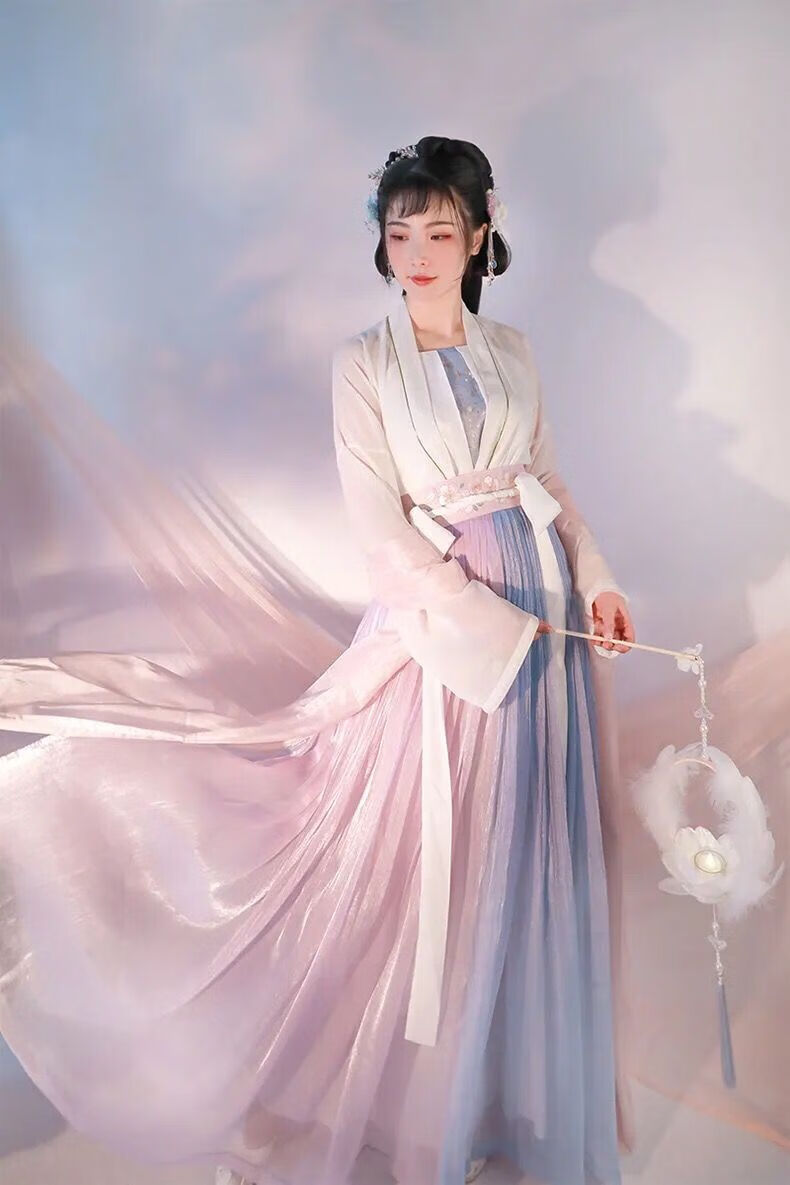 visrea汉服女中国风古装仙气飘逸古风齐胸襦裙学生春樱齐腰白菜超仙