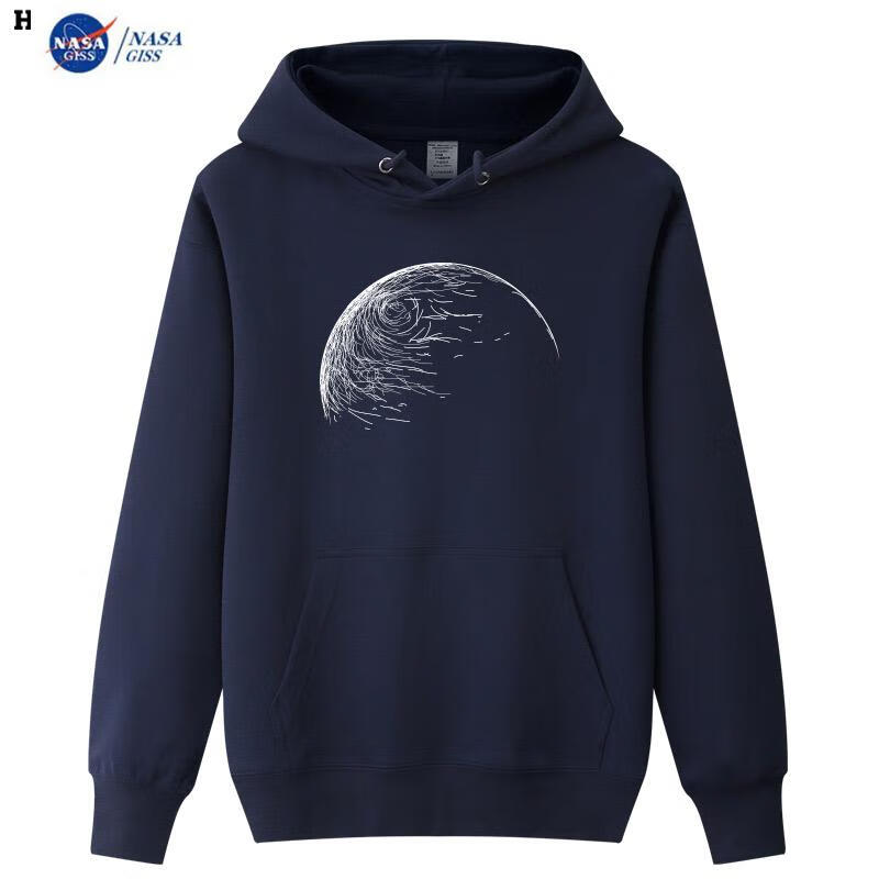 nasa官方潮牌联名男装衣服新款太空月球印花纯棉连帽卫衣男秋冬款潮