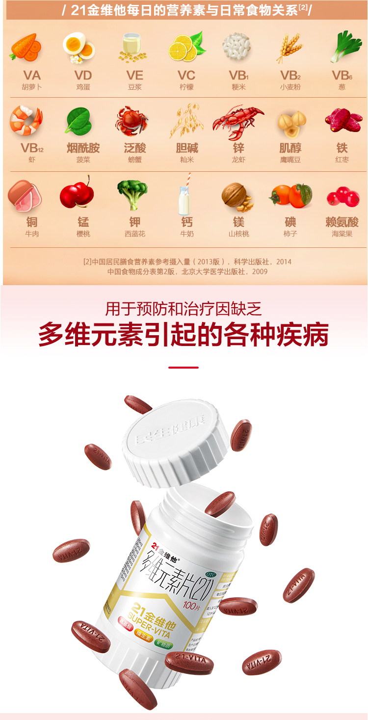 21金维他 多维元素片100片