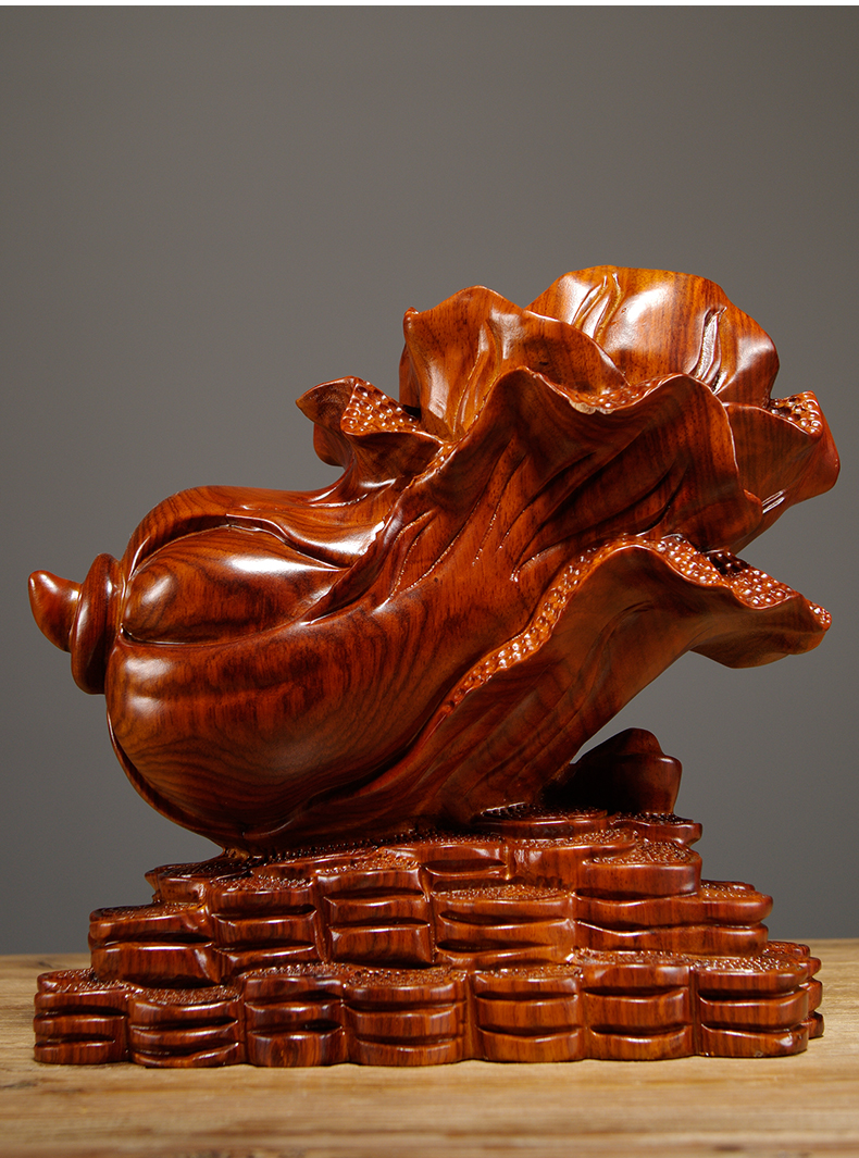 木雕白菜摆件实木家居客厅电视柜玄关装饰红木工艺品开业礼品 精雕财